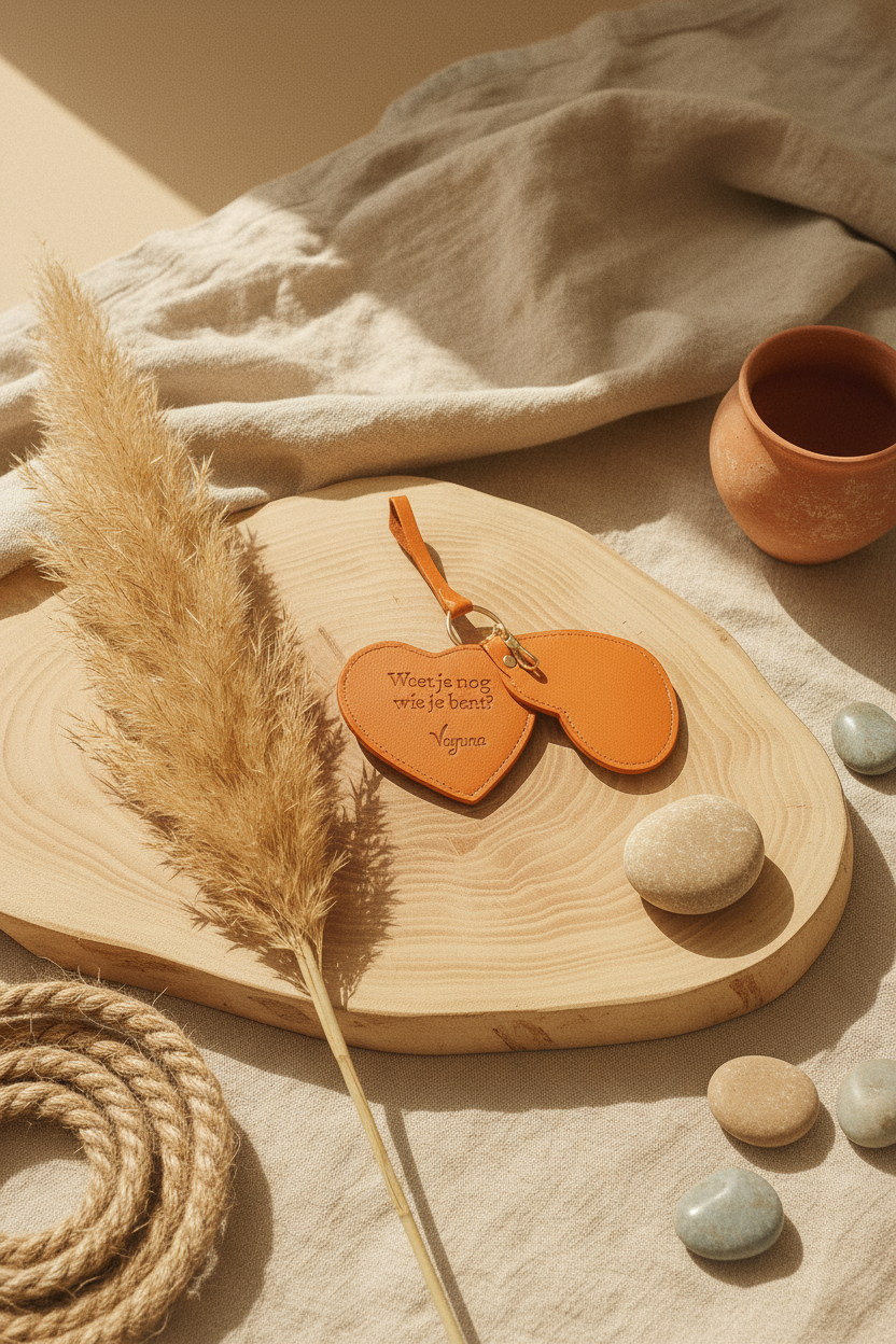 Hart sleutelhanger spiegel - Aards